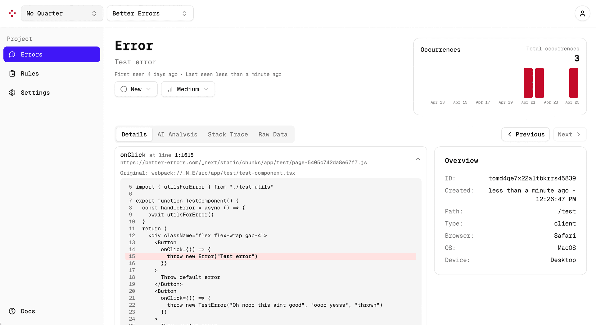 Better Errors Dashboard