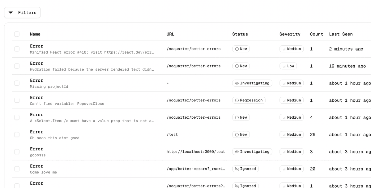 Better Errors Dashboard